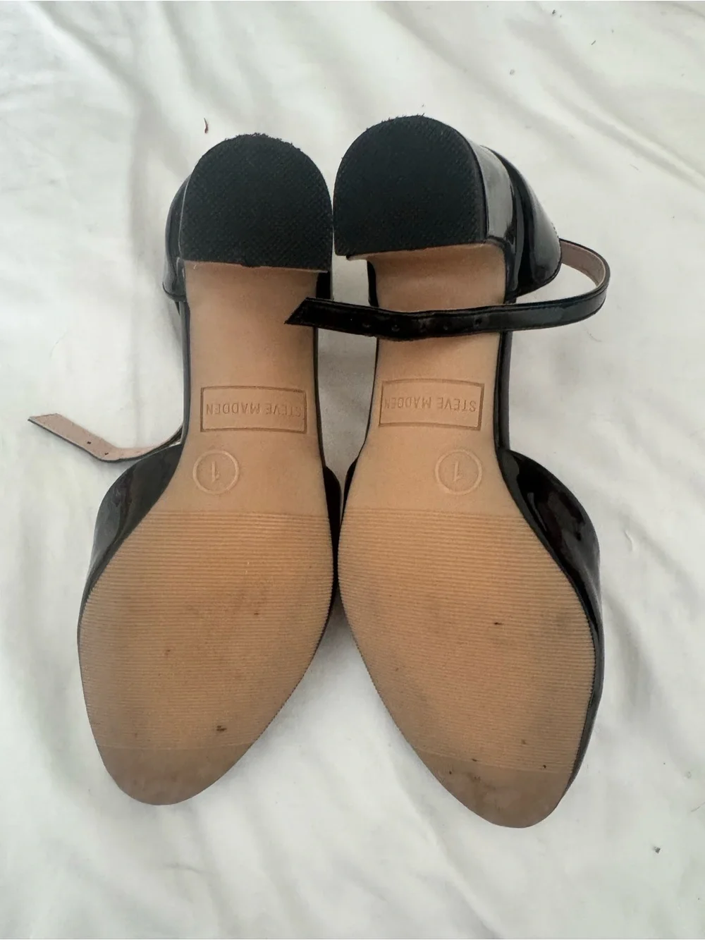 Steve Madden Black Patent Ankle-Strap Heels
